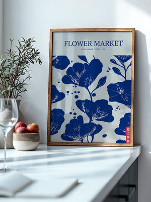 Blumen Blau Weiß Grafik