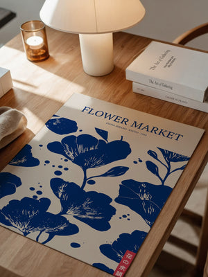 Blumen Blau Weiß Grafik