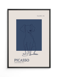 Hund Linie Blau Retro