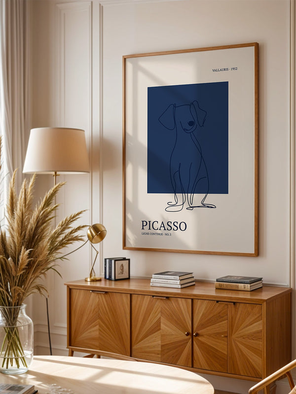 Hund Linie Blau Retro