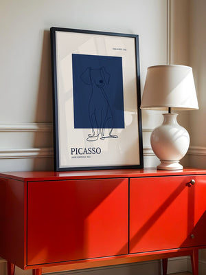 Hund Linie Blau Retro