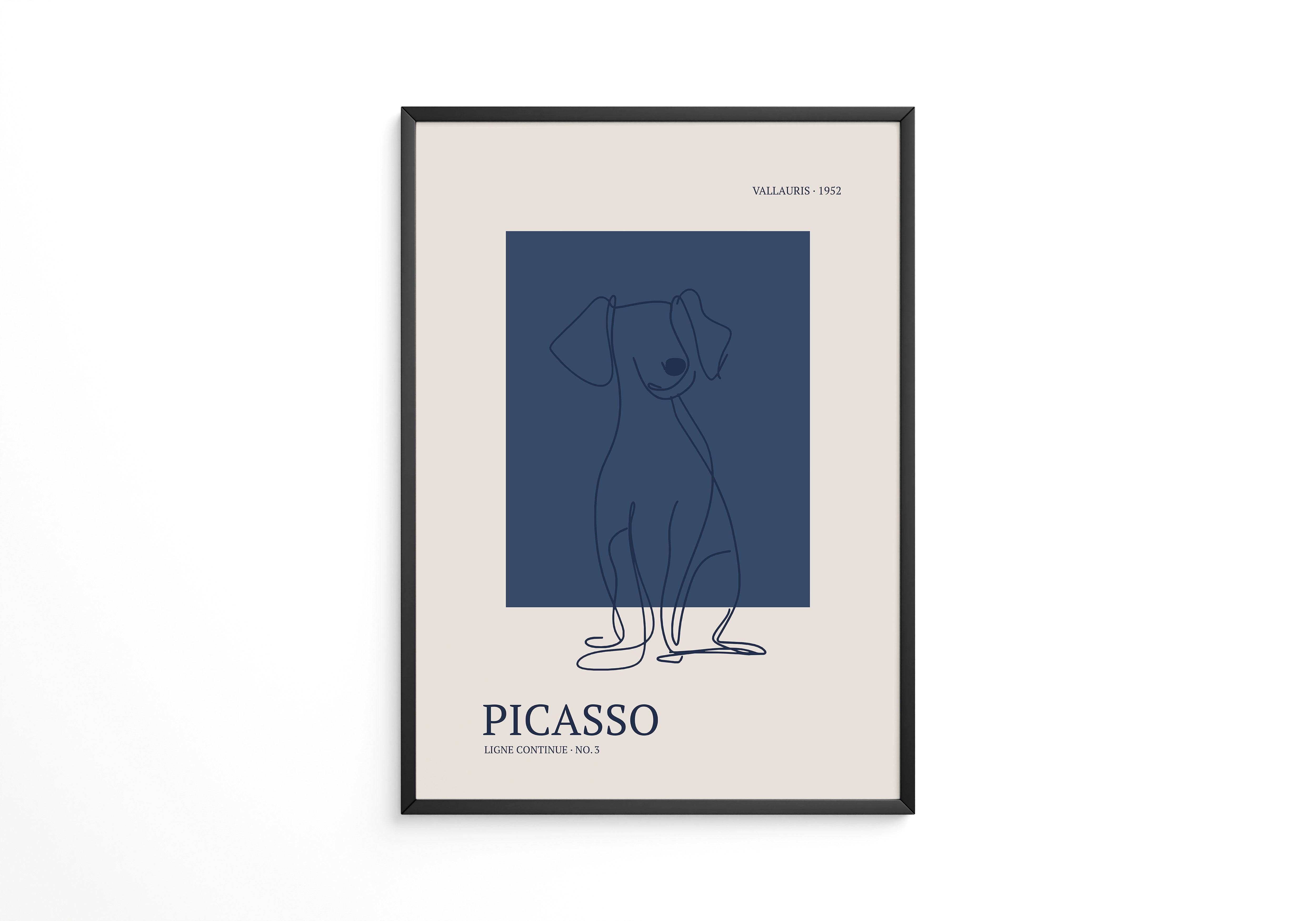 Hund Linie Blau Retro