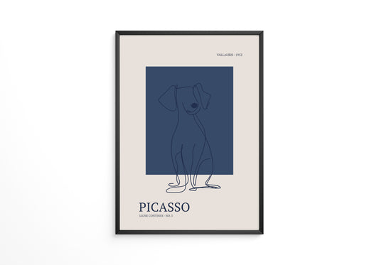 Hund Linie Blau Retro