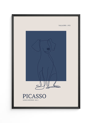 Hund Linie Blau Retro
