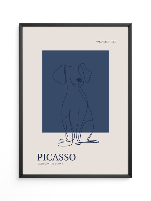 Hund Linie Blau Retro