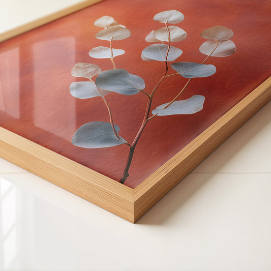 Eukalyptus Blätter orange Hintergrund