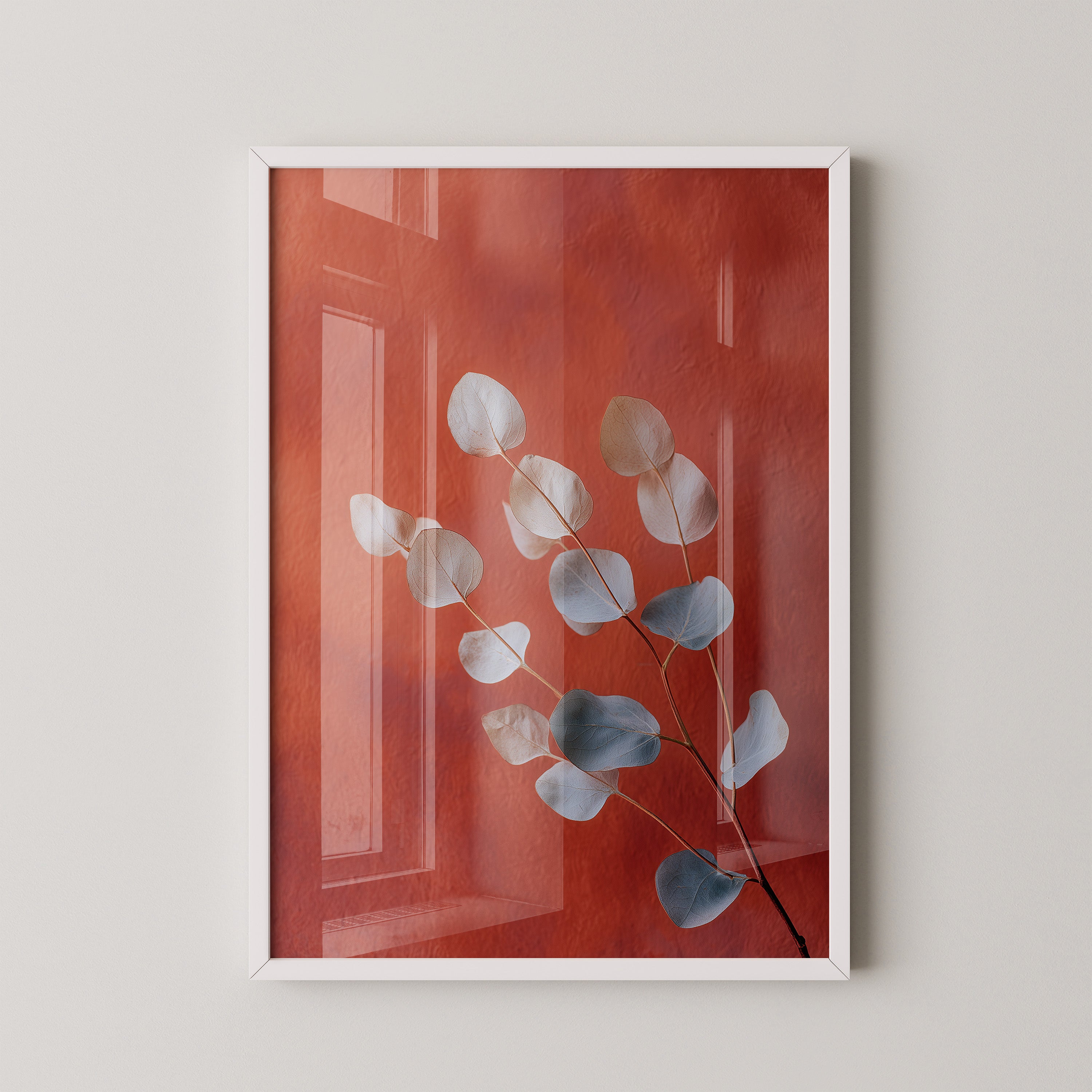 Eukalyptus Blätter orange Hintergrund