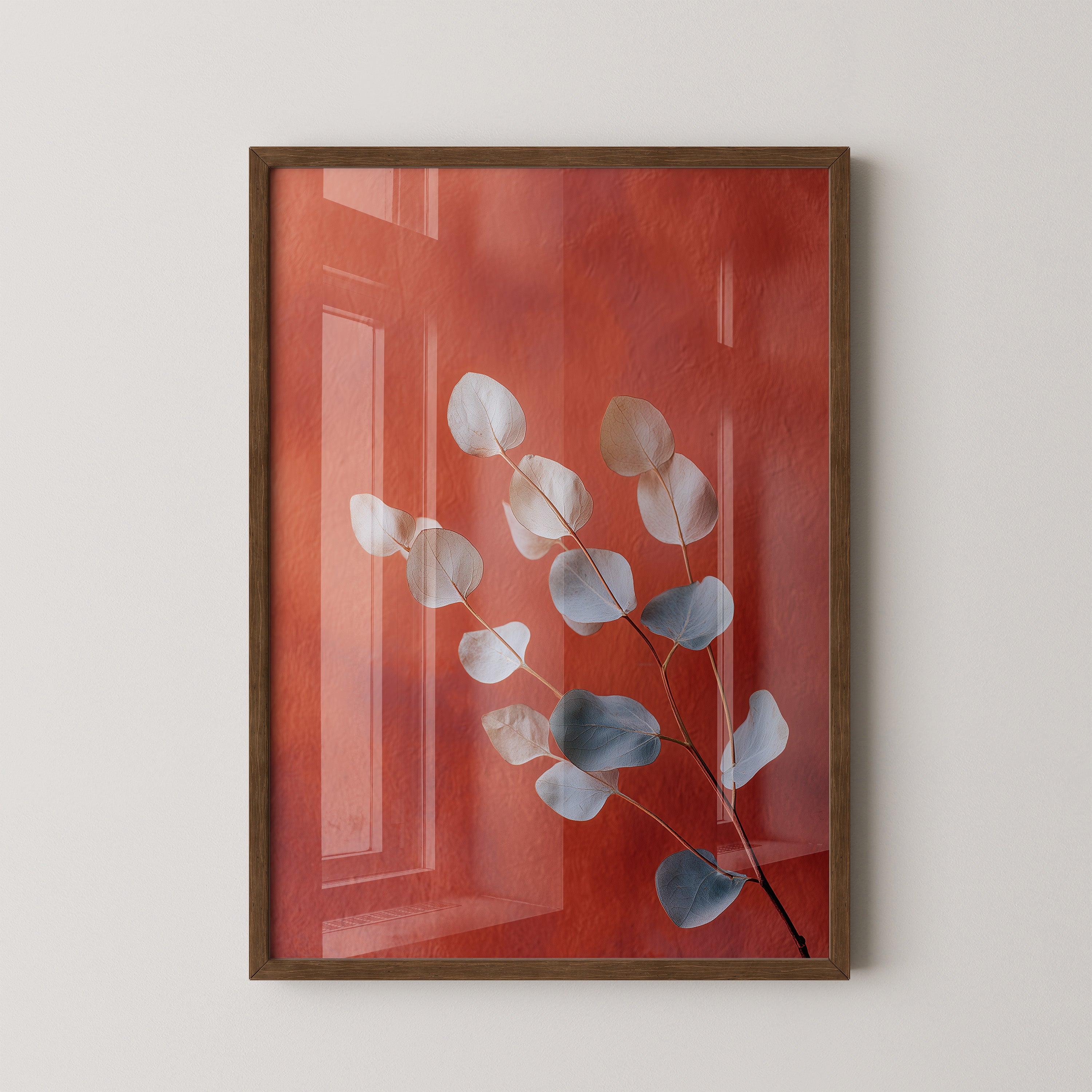 Eukalyptus Blätter orange Hintergrund