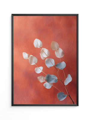 Eukalyptus Blätter orange Hintergrund