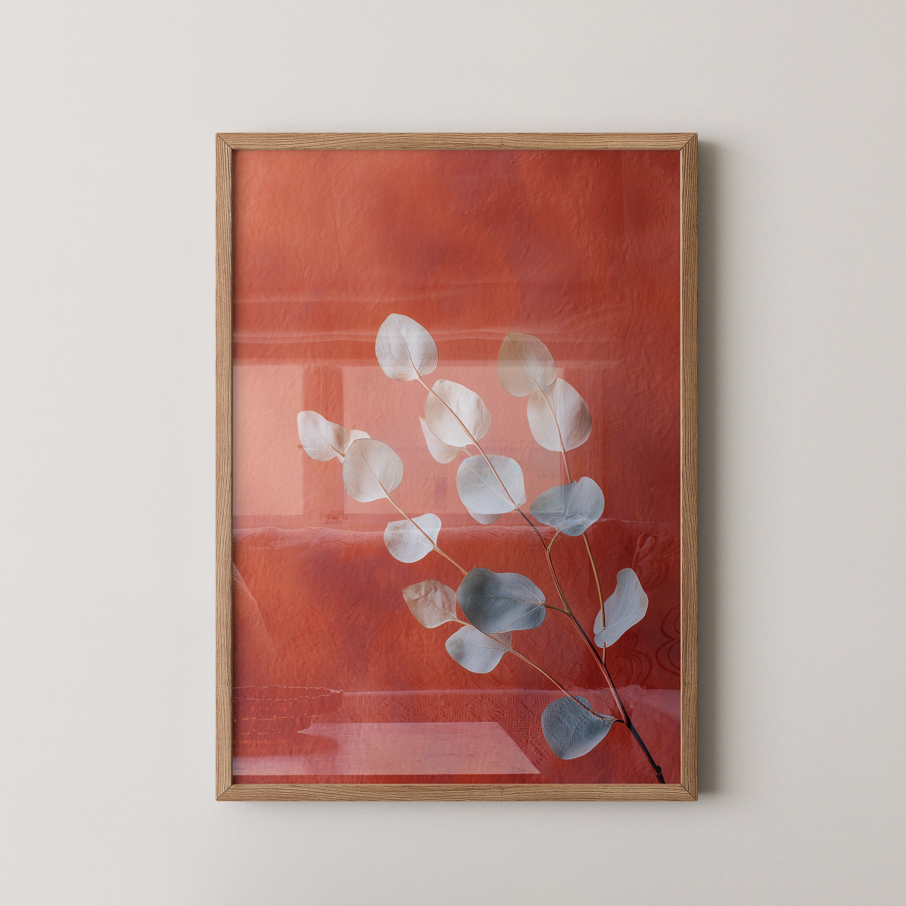 Eukalyptus Blätter orange Hintergrund