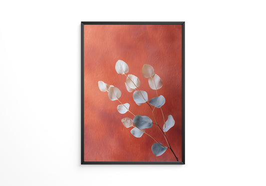 Eukalyptus Blätter orange Hintergrund