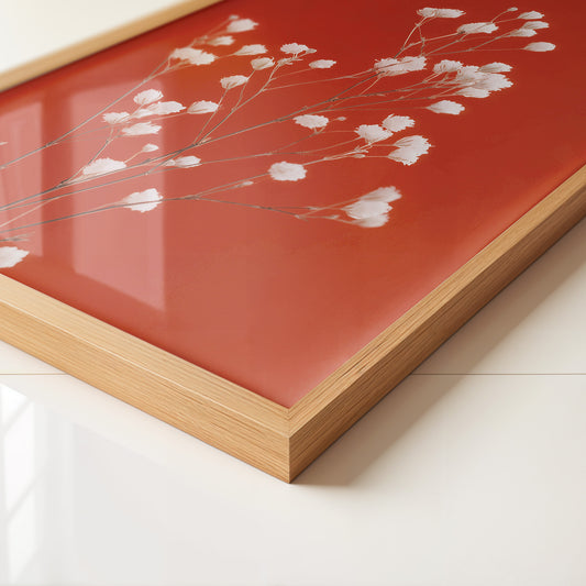 Weiße Blüten Roter Hintergrund