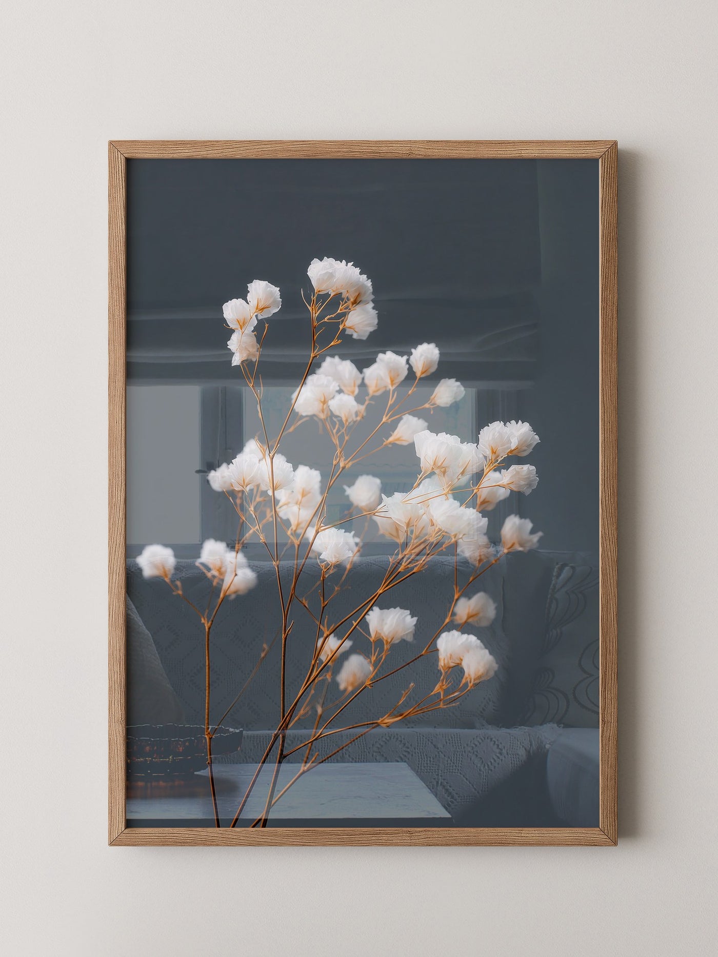 Blumenstrauß Weiß auf Grau