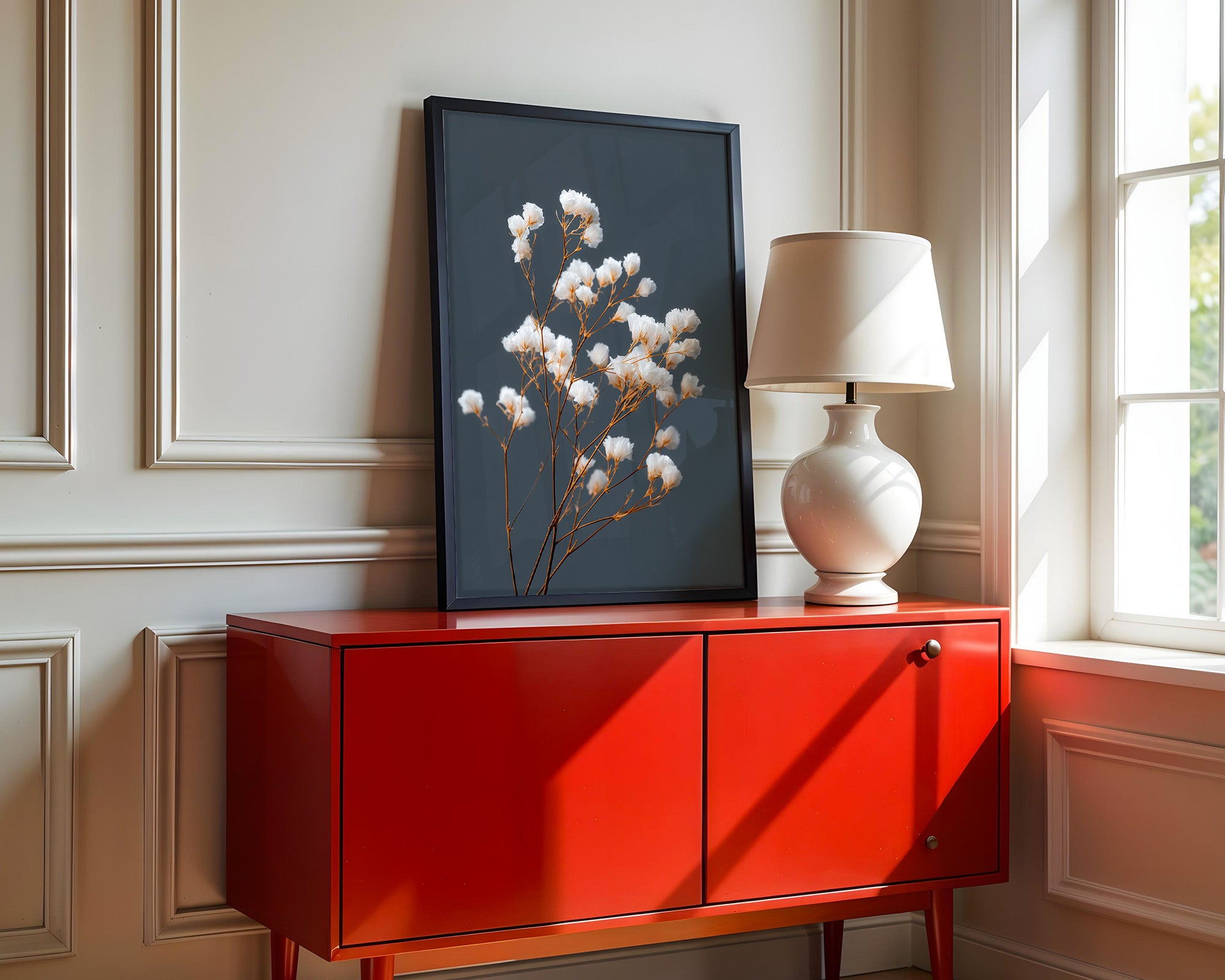 Blumenstrauß Weiß auf Grau