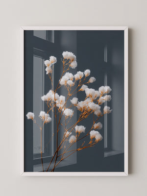 Blumenstrauß Weiß auf Grau