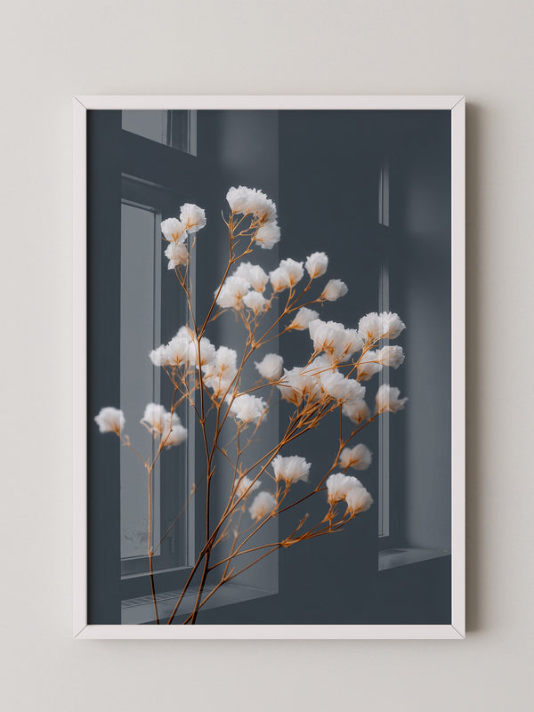 Blumenstrauß Weiß auf Grau