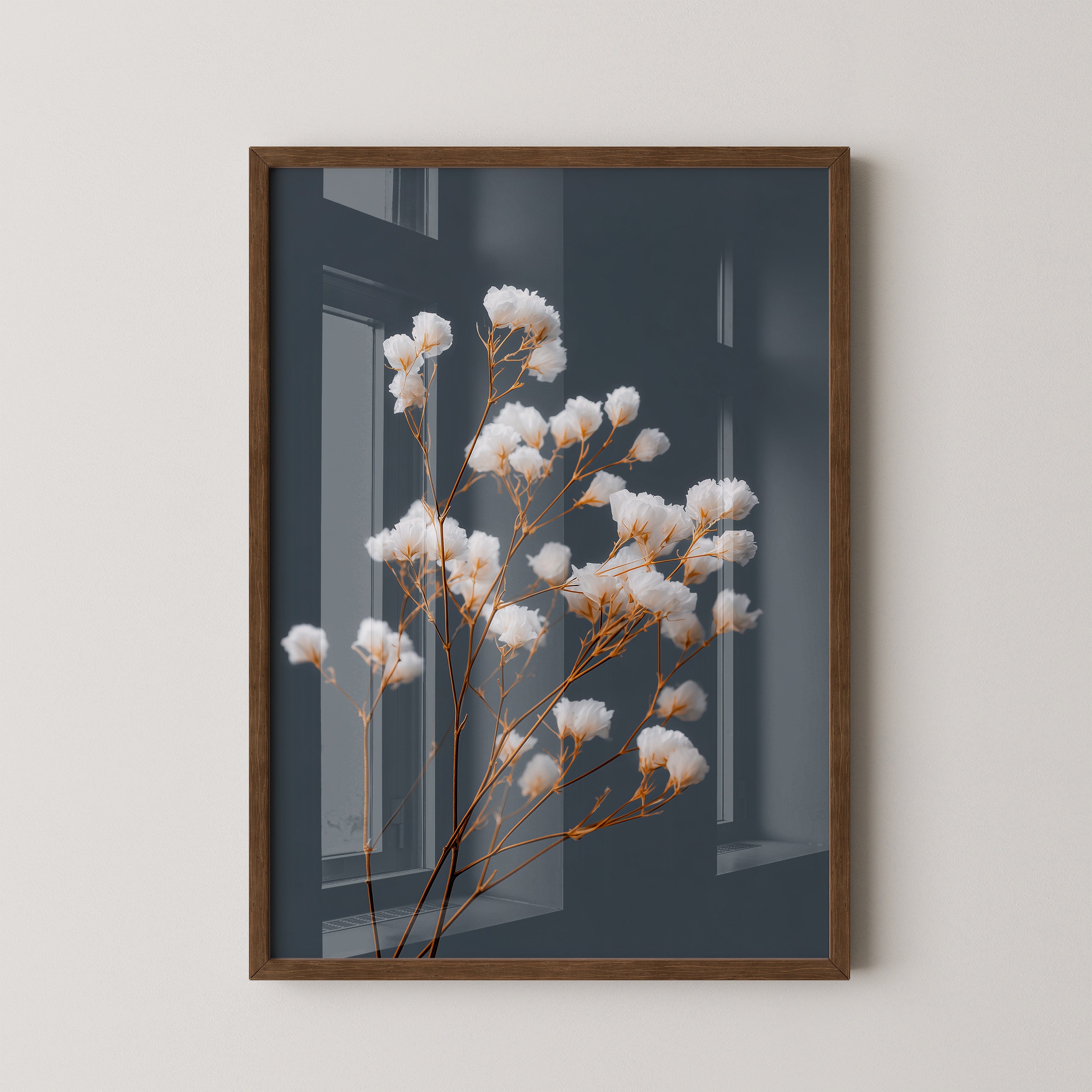 Blumenstrauß Weiß auf Grau