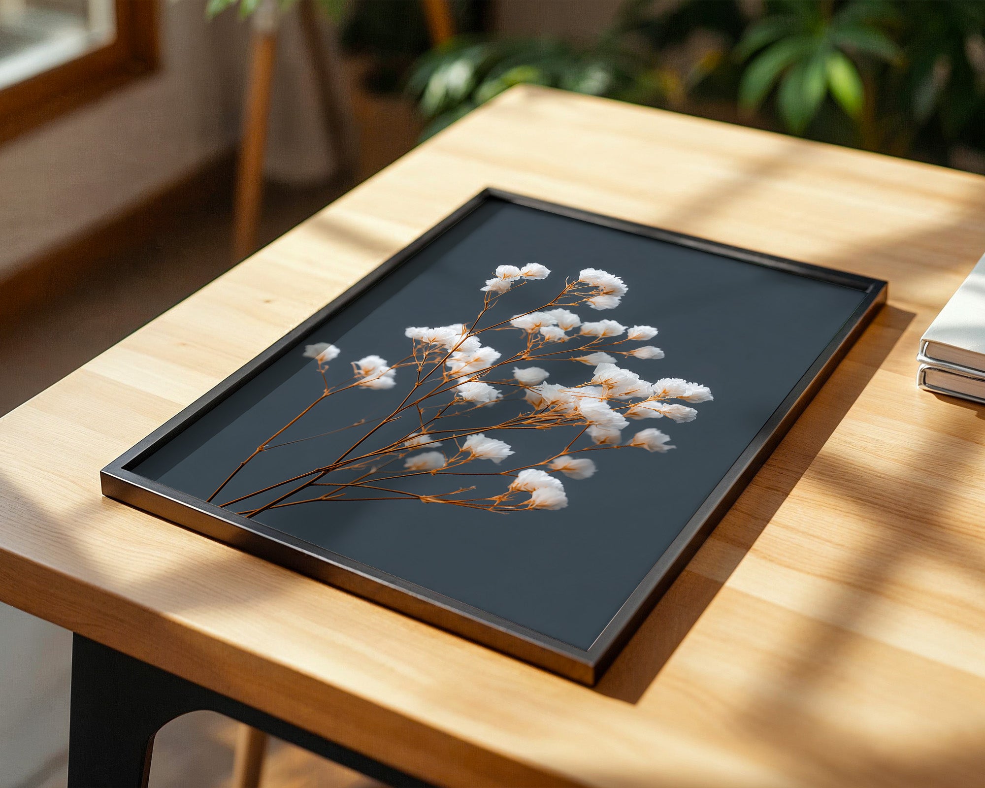 Blumenstrauß Weiß auf Grau