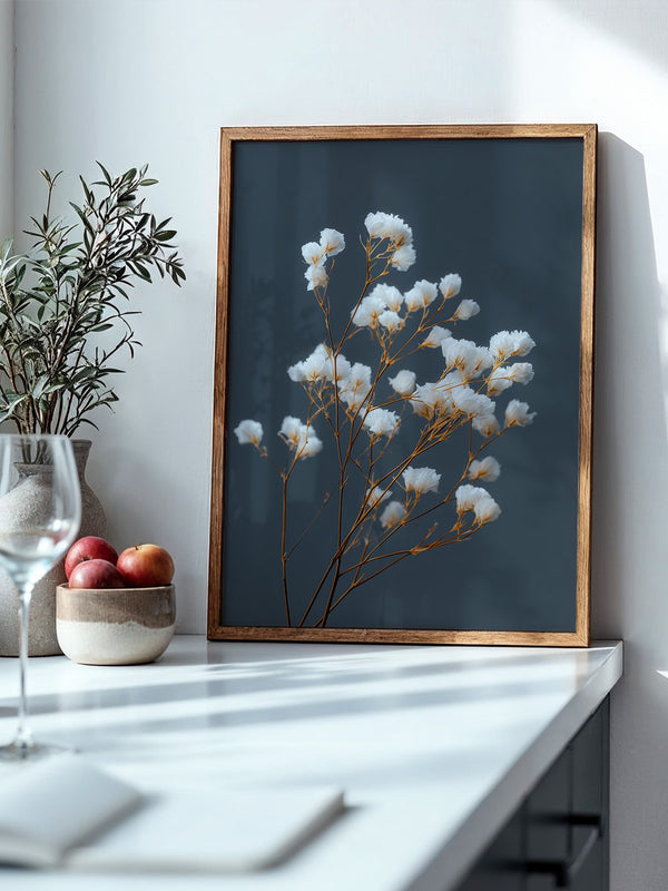 Blumenstrauß Weiß auf Grau