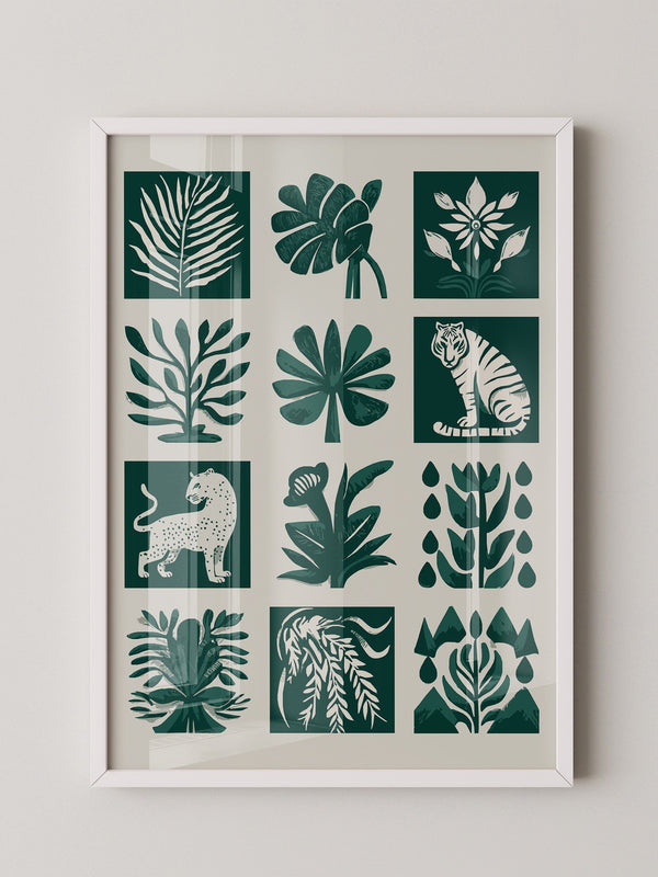Tropische Flora Tiere Grafik