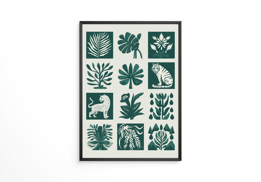 Tropische Flora Tiere Grafik