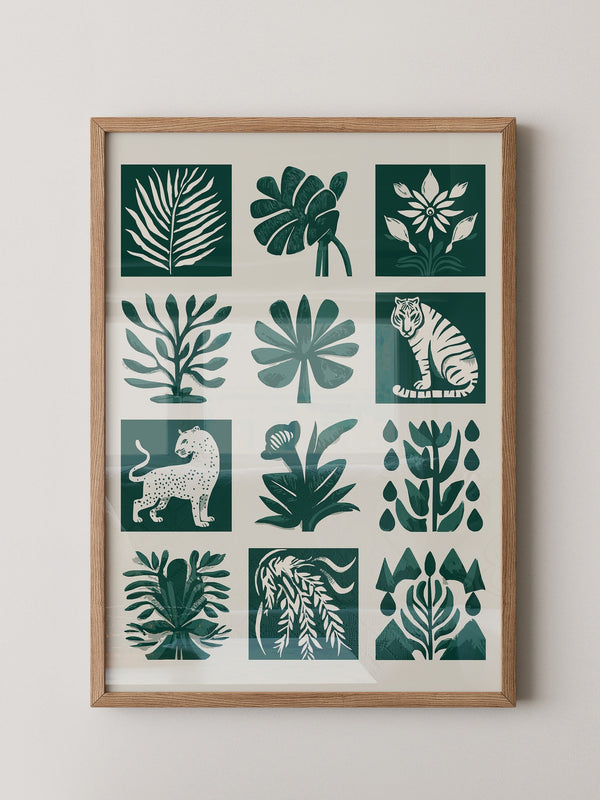 Tropische Flora Tiere Grafik