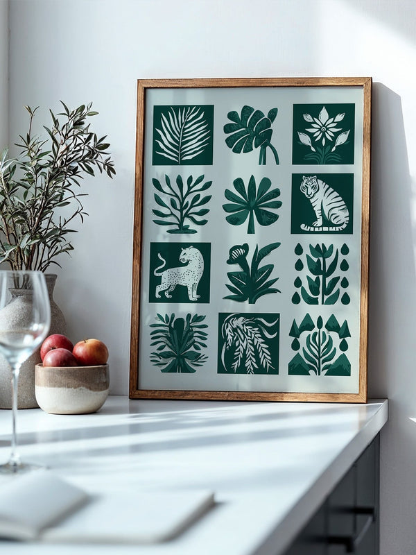 Tropische Flora Tiere Grafik