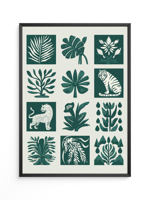 Tropische Flora Tiere Grafik