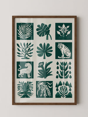 Tropische Flora Tiere Grafik