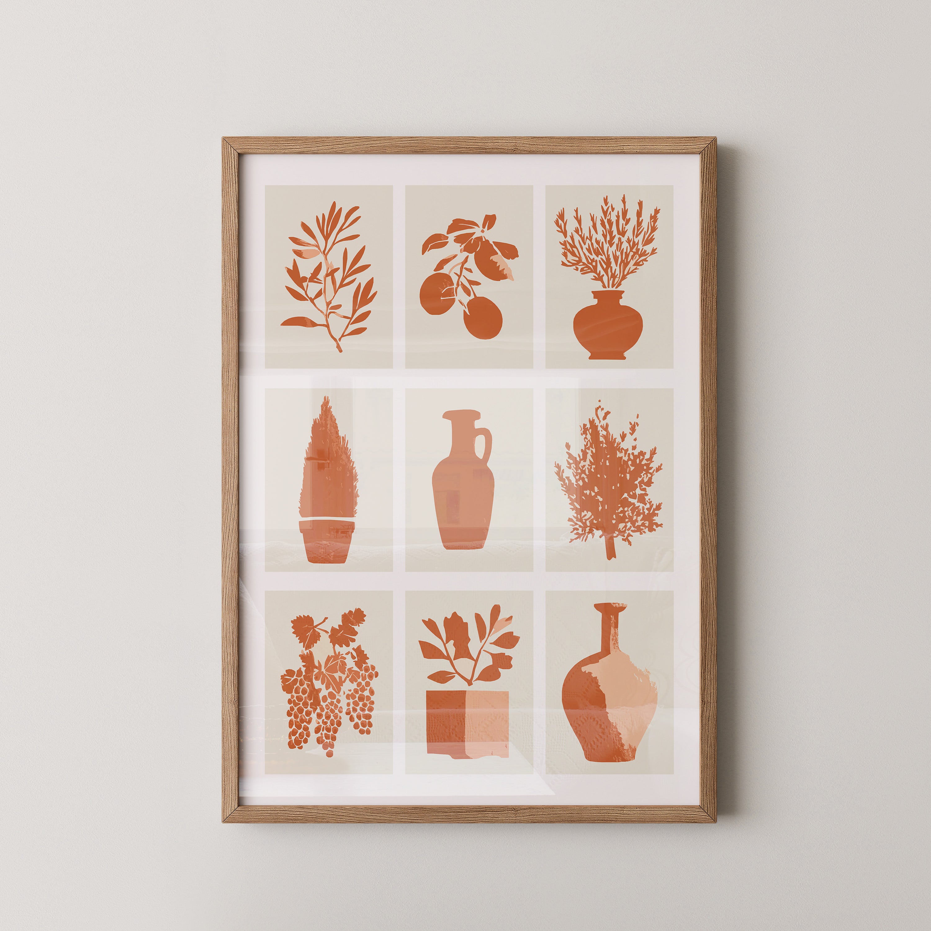 Olivenzweige Orange Retro