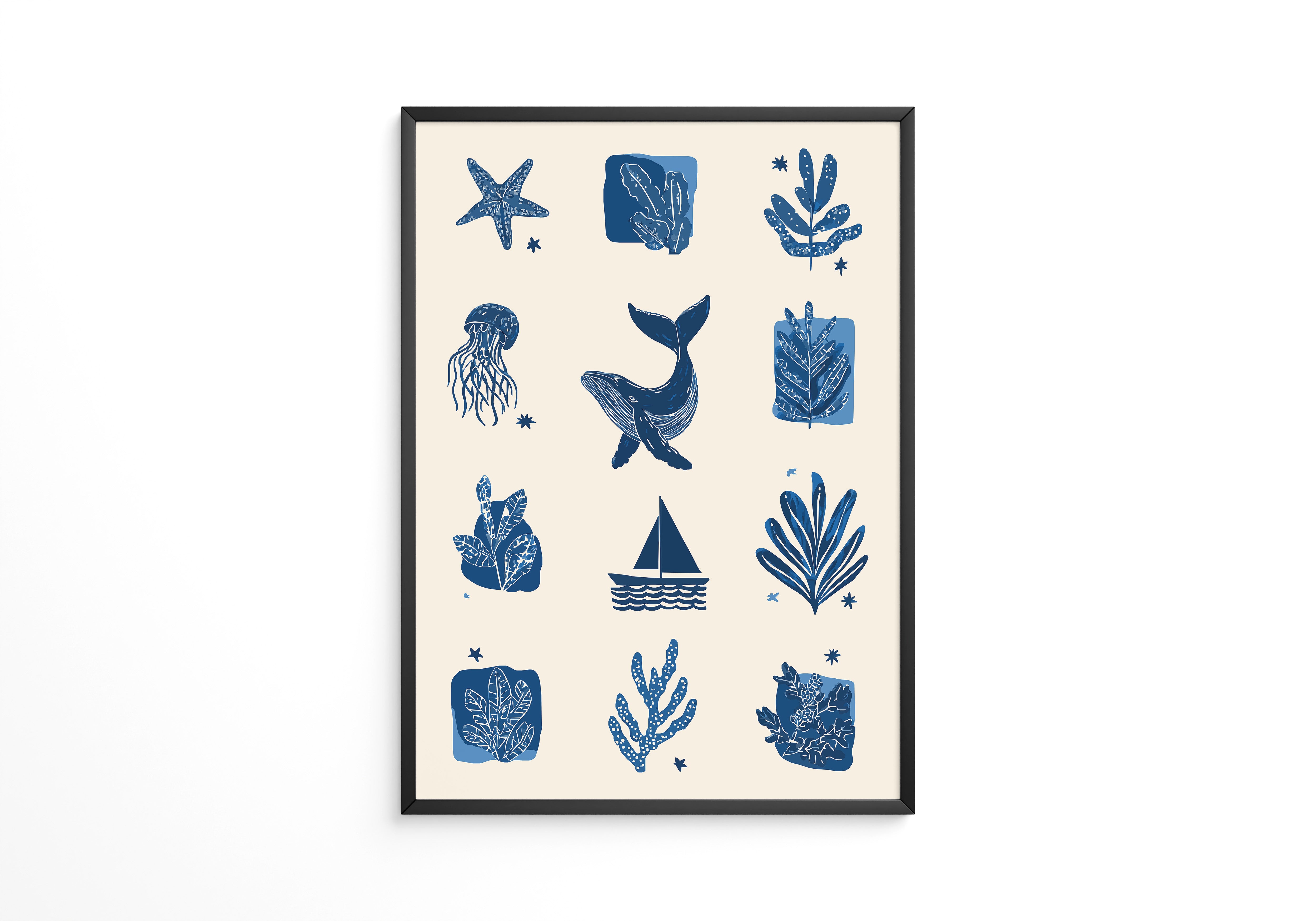 Marine Muster Blau Vintage