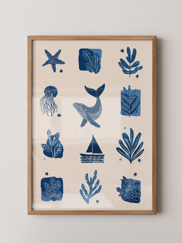 Marine Muster Blau Vintage