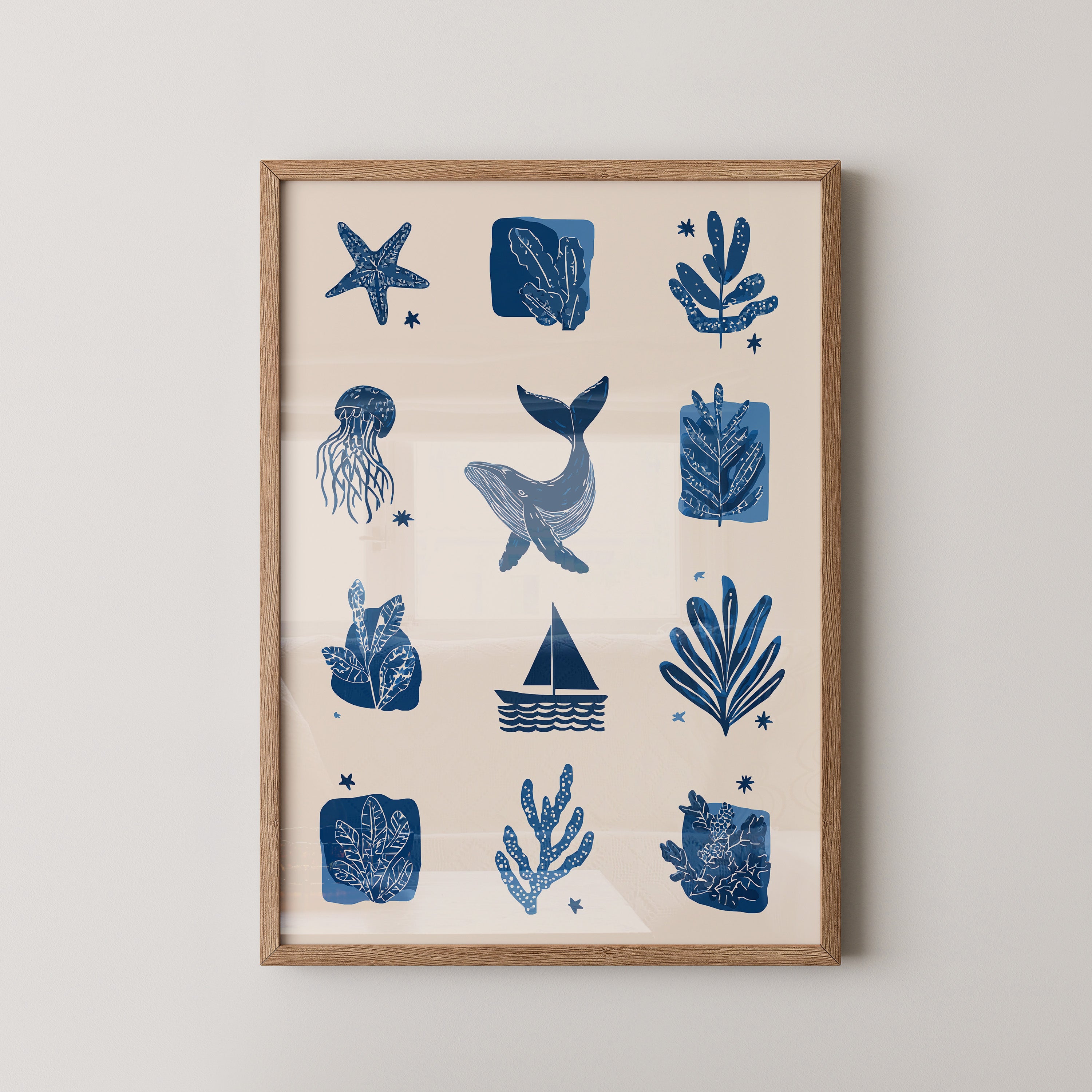 Marine Muster Blau Vintage