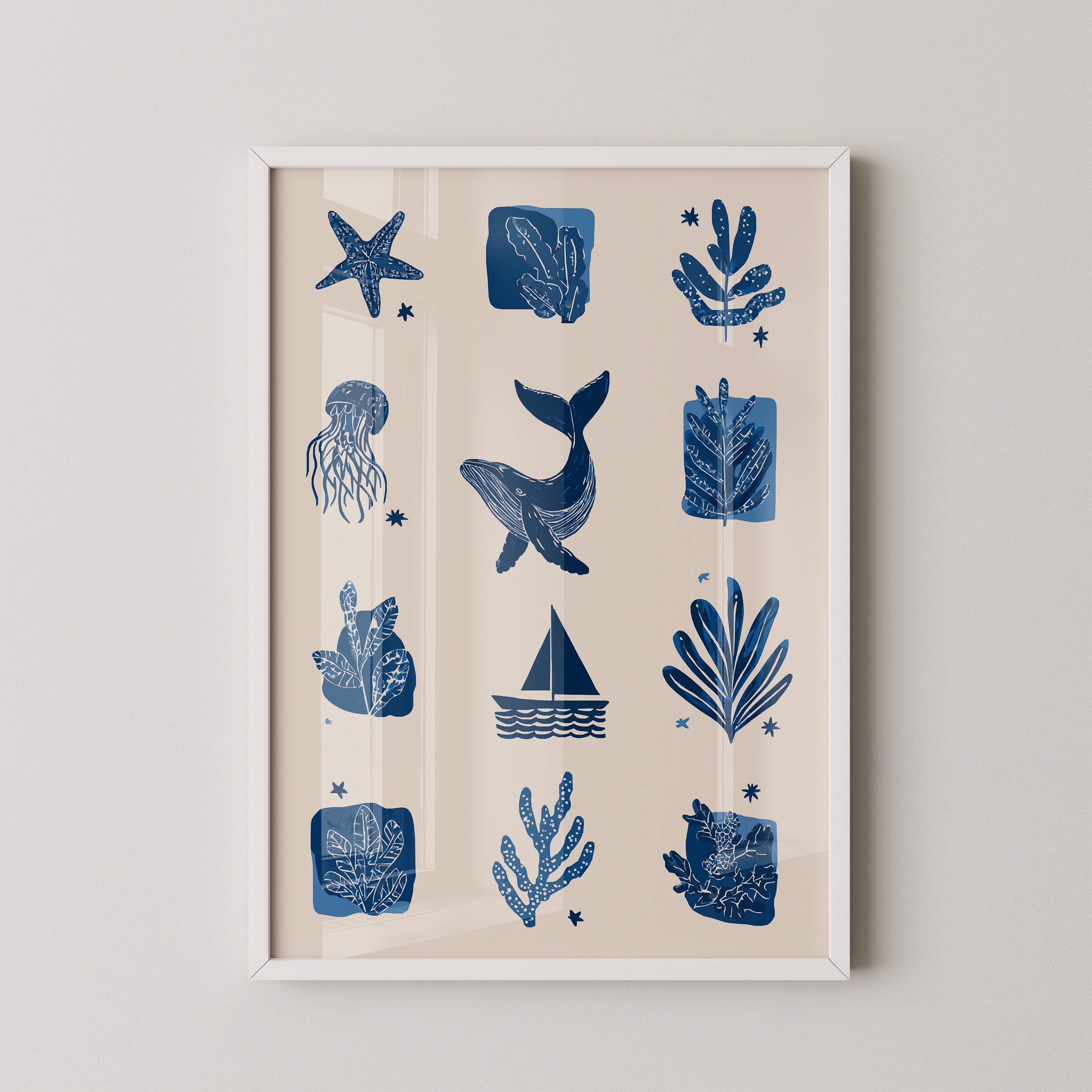 Marine Muster Blau Vintage