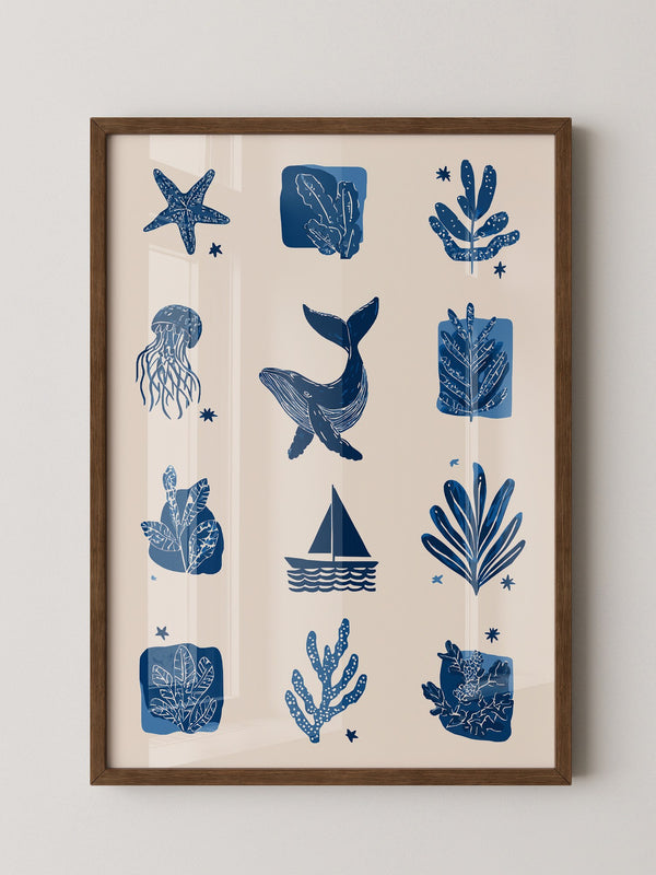 Marine Muster Blau Vintage