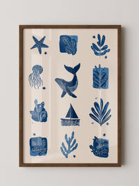 Marine Muster Blau Vintage