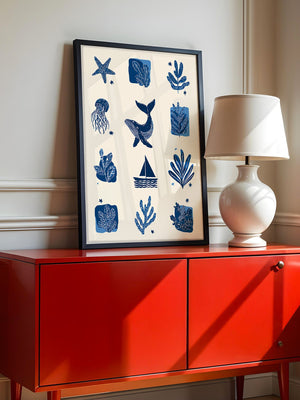 Marine Muster Blau Vintage