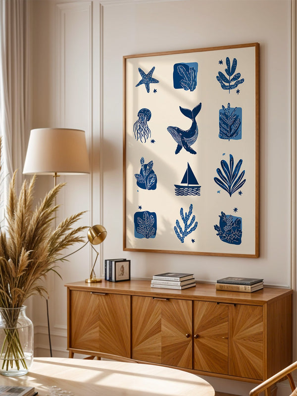 Marine Muster Blau Vintage
