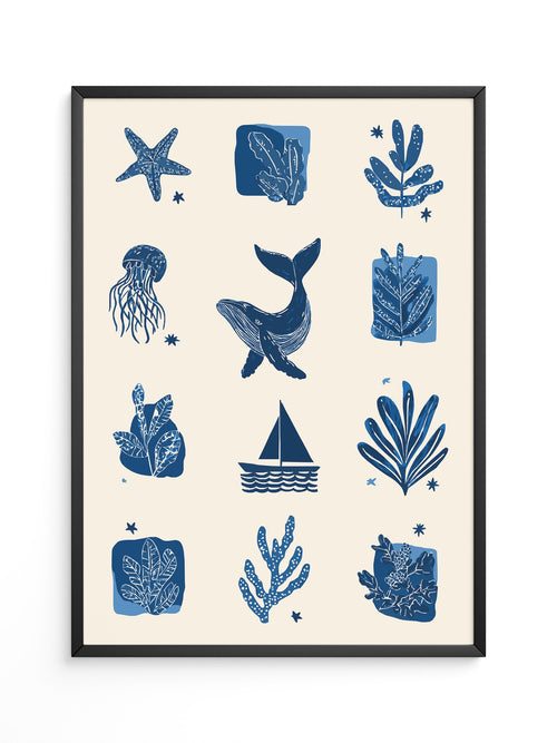 Marine Muster Blau Vintage