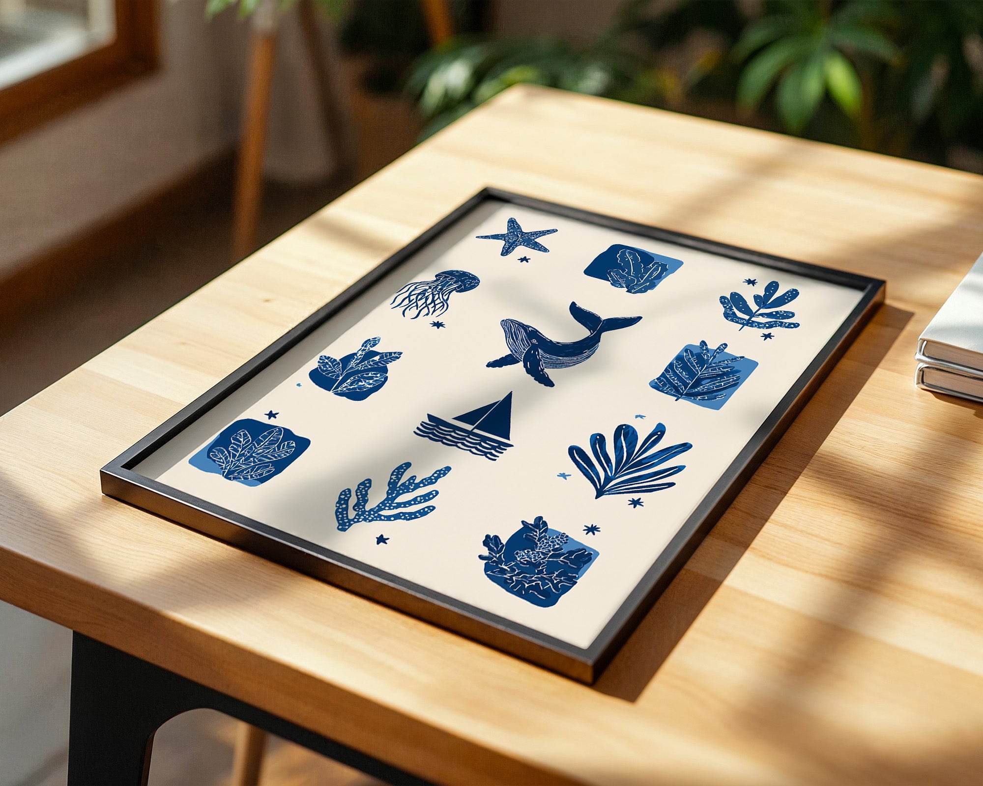 Marine Muster Blau Vintage