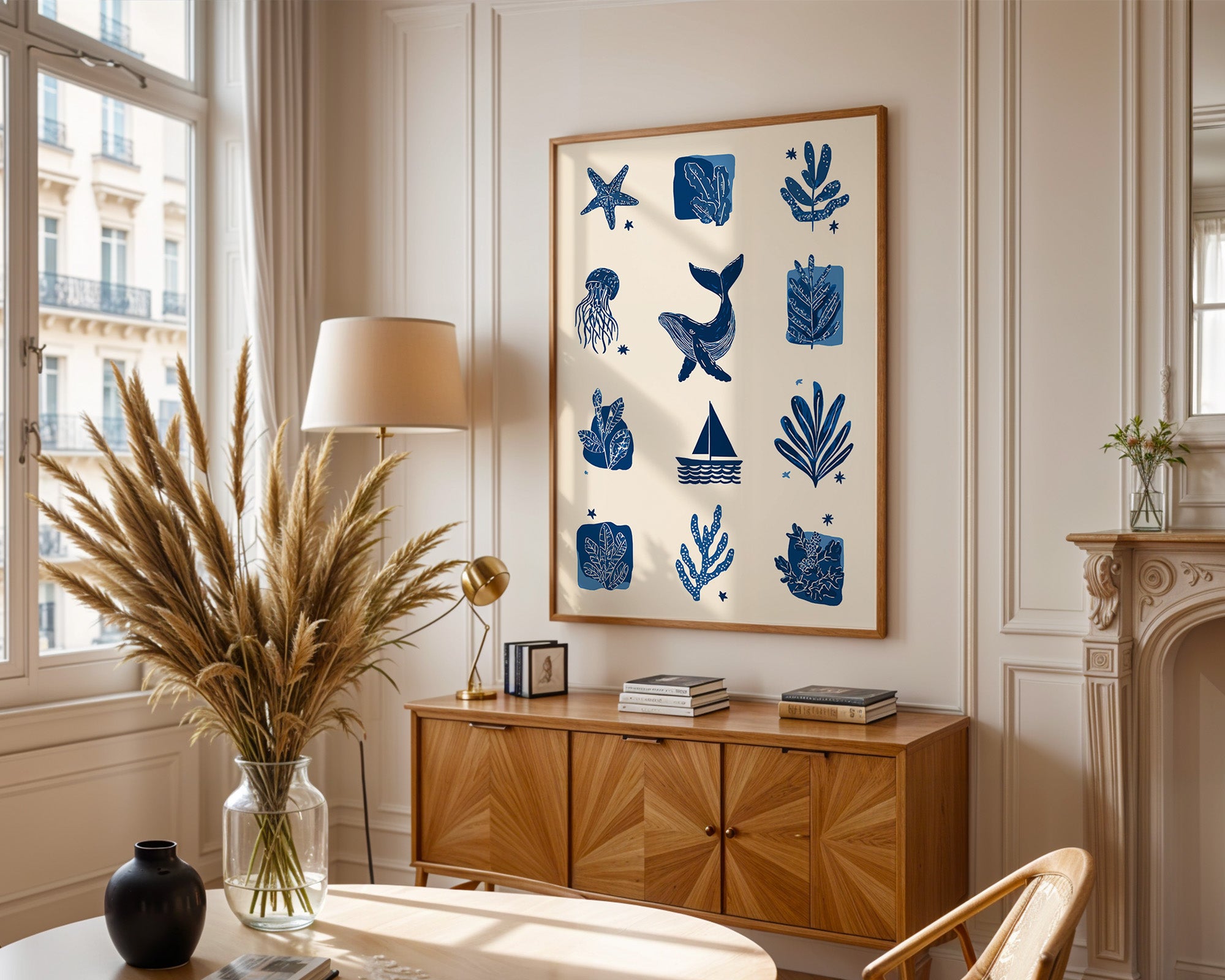 Marine Muster Blau Vintage