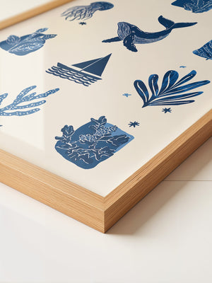 Marine Muster Blau Vintage