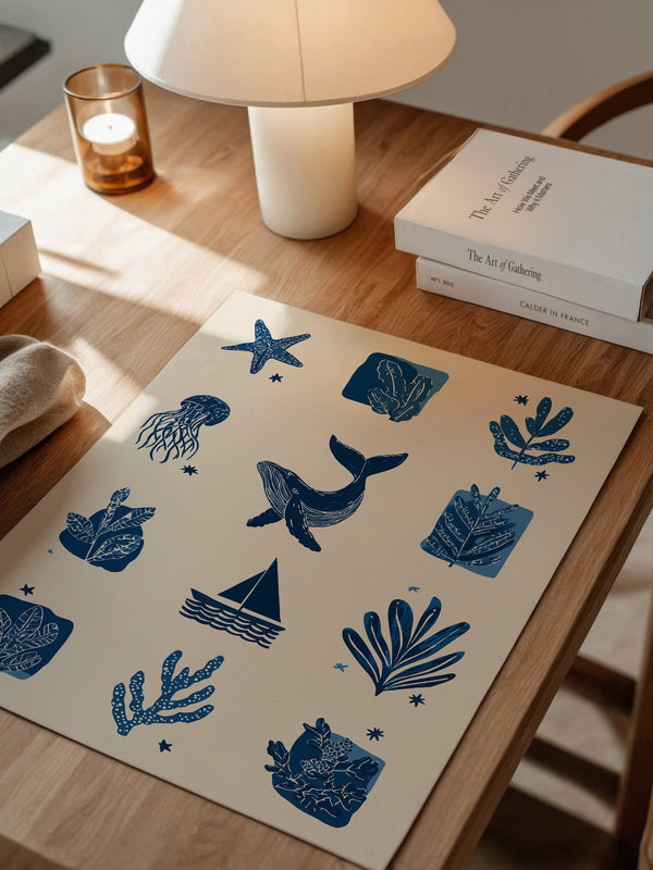 Marine Muster Blau Vintage