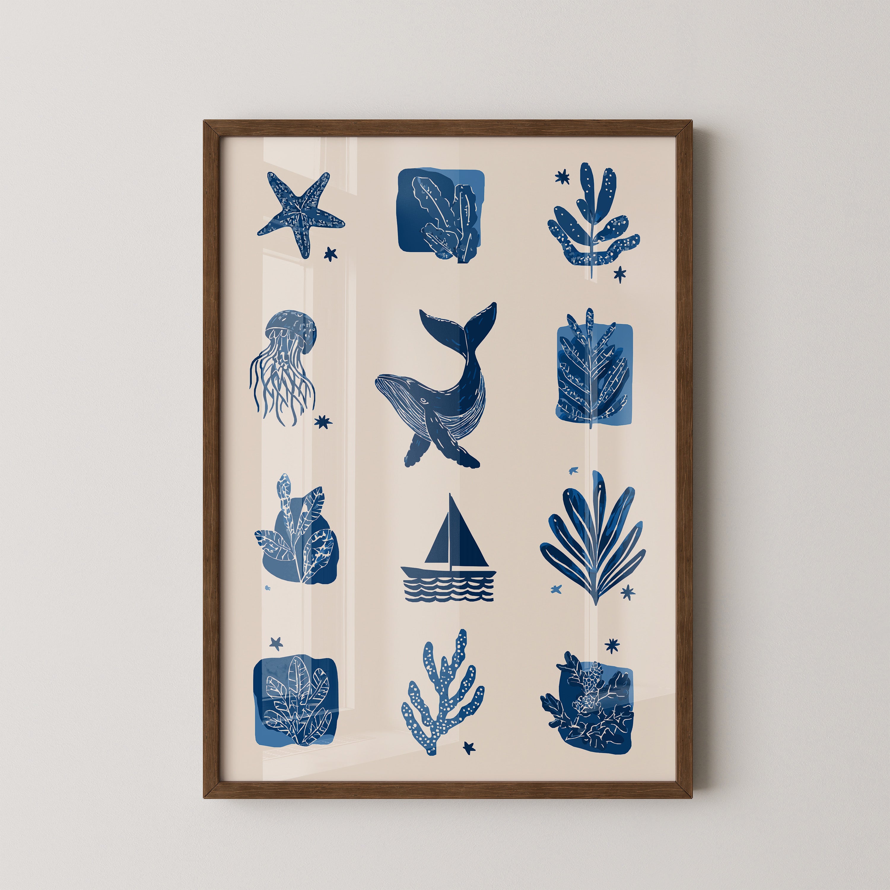 Marine Muster Blau Vintage