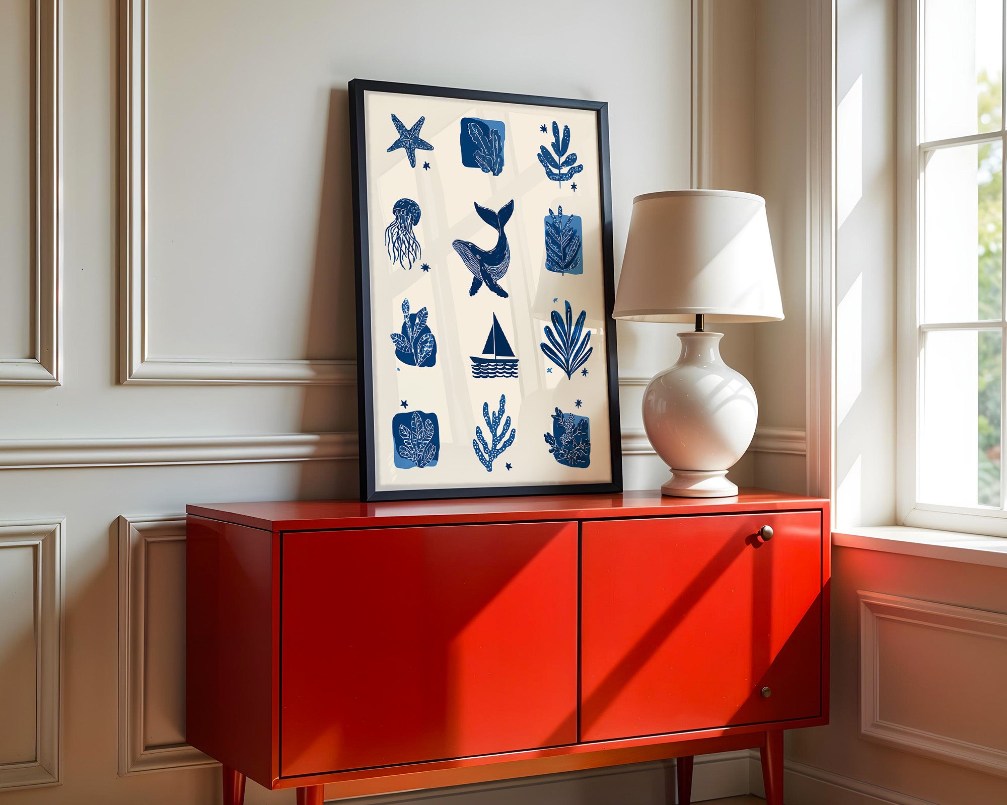 Marine Muster Blau Vintage