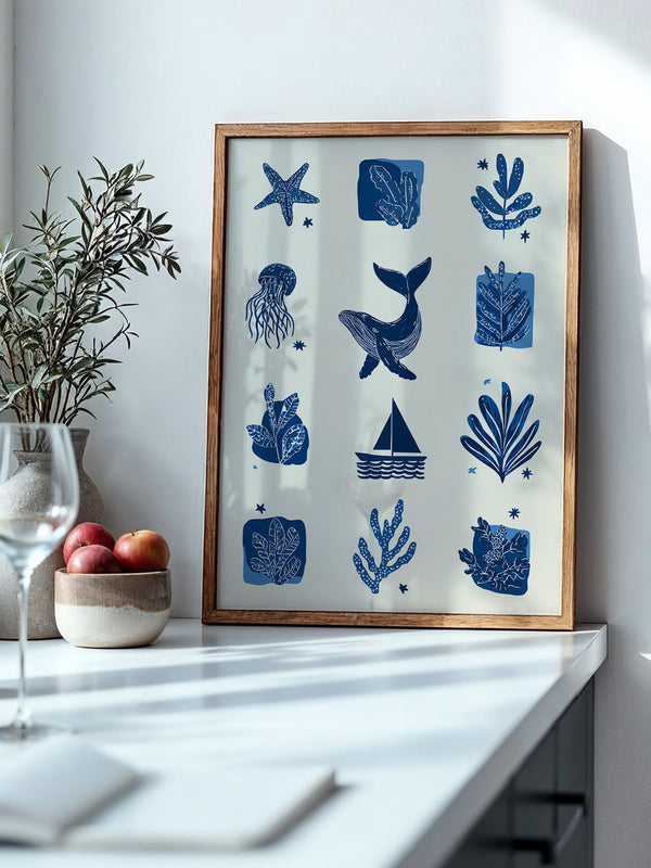 Marine Muster Blau Vintage