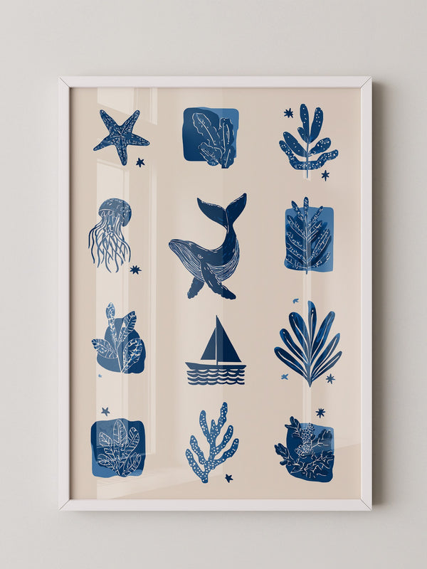 Marine Muster Blau Vintage