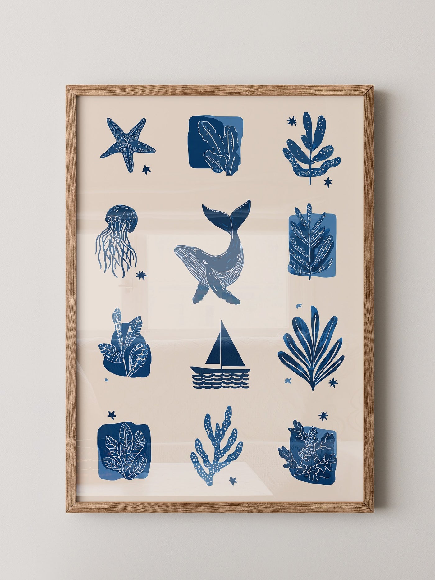 Marine Muster Blau Vintage