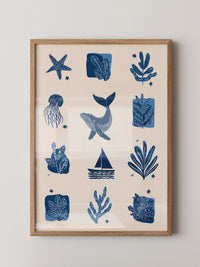 Marine Muster Blau Vintage