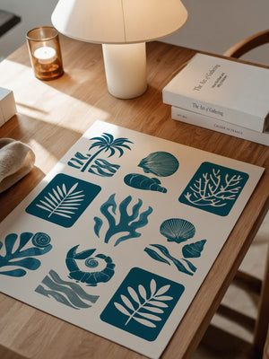 Maritime Motive Blau